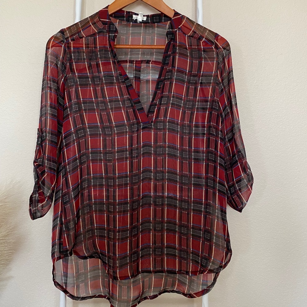Teenbell Plaid Sheer Blouse Size S